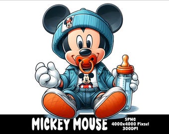 5 PNG Baby Streetwear Mickey Png Mouse Splash and Watercolor Png Mickey Transparent PNG file for Sublimation Streetwear Mouse PNG