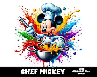 5 PNG Chef Mickey Png Chef Mouse Splash y acuarela Png Mickey Archivo PNG transparente para sublimación Chef Mickey PNG