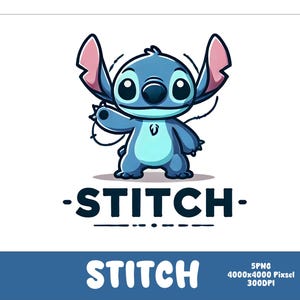 Stitch 5 PNG Stitch Splash and Watercolor Png Stitch Transparent PNG file for Sublimation
