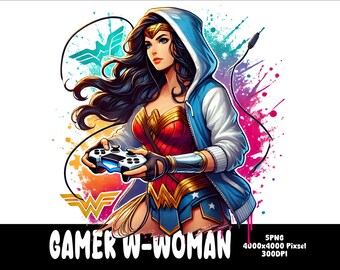 W-Woman 5 PNG Superhero W-Woman Splash and Watercolor Png Superhero Transparent PNG file for Sublimation