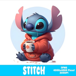 Stitch 5 PNG Stitch Splash and Watercolor Png Stitch Transparent PNG file for Sublimation