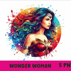 W-Woman 5 PNG Superhero W-Woman Splash and Watercolor Png Superhero Transparent PNG file for Sublimation