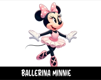 5 PNG Ballerina Minnie Png Mouse Splash and Watercolor Png Minnie Transparent PNG file for Sublimation Ballerina Minnie PNG