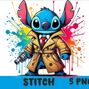 Stitch 5 PNG Stitch Splash and Watercolor Png Stitch Transparent PNG file for Sublimation