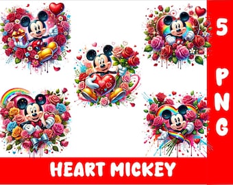 Heart Mickey 5 PNG Mouse Splash and Watercolor Png Mickey Mouse Transparent PNG file for Sublimation