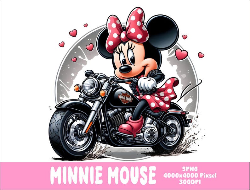 5 PNG Motobiker Minnie Png Mouse Splash and Watercolor Png Minnie ...