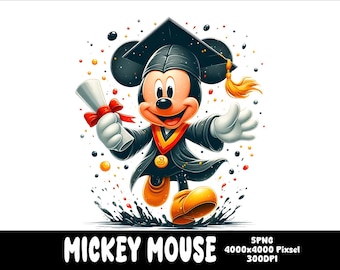 5 PNG Graduate Mickey Png Mouse Splash and Watercolor Png Mickey Transparent PNG file for Sublimation