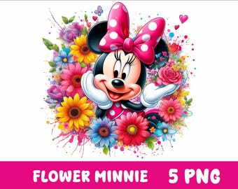 Flower Minnie 5 PNG Mouse Splash and Watercolor Png Minnie Mouse Transparent PNG file for Sublimation