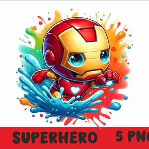 Baby Superhero 5 PNG Baby Superhero Splash and Watercolor Png Superhero Transparent PNG file for Sublimation