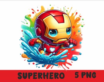 Babysuperheld 5 png-bestand babysuperheld Splash en aquarel png-superheld transparant png-bestand voor sublimatie