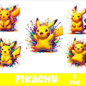 Pikachu 5 PNG Pikachu Splash and Watercolor Png Pikachu Transparent PNG file for Sublimation