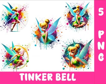 5 PNG Fairy Tinker Png Cute Fairy Splash and Watercolor Png Tinker Transparent PNG file for Sublimation