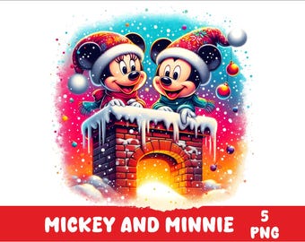 ミッキーとミニー、アイススケート、冬、クリスマス、昇華デザイン