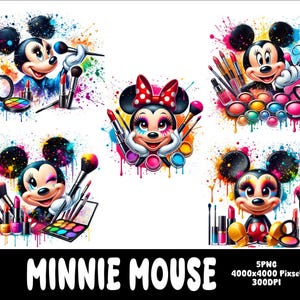 Minnie 5 PNG Mouse Splash and Watercolor Png Minnie Transparent PNG file for Sublimation