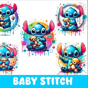 5 PNG  Stitch Png Stitch Splash and Watercolor Png Sleep Stitch Transparent PNG file for Sublimation