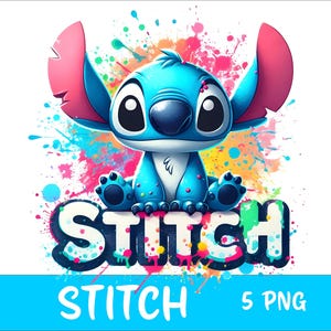 5 PNG Stitch PNG Stitch Splash and Watercolor Png Stitch Transparent PNG file for Sublimation