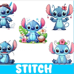 Stitch 5 PNG Stitch Splash and Watercolor Png Stitch Transparent PNG file for Sublimation