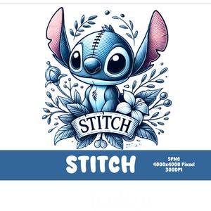 Stitch PNG Stitch Splash and Watercolor Png Stitch Transparent PNG file for Sublimation