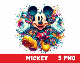 Mickey 5 PNG Mouse Splash and Watercolor Png Mickey Mouse Transparent PNG file for Sublimation