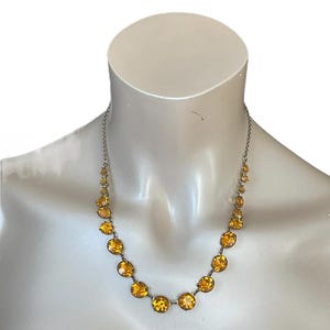 1930’s Czech Art Deco Crystal Riviere Topaz Necklace .