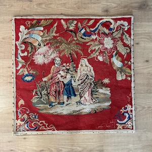 Victorian Berlin Wool Work Tapestry, Biblical Religious, Circa 1890.