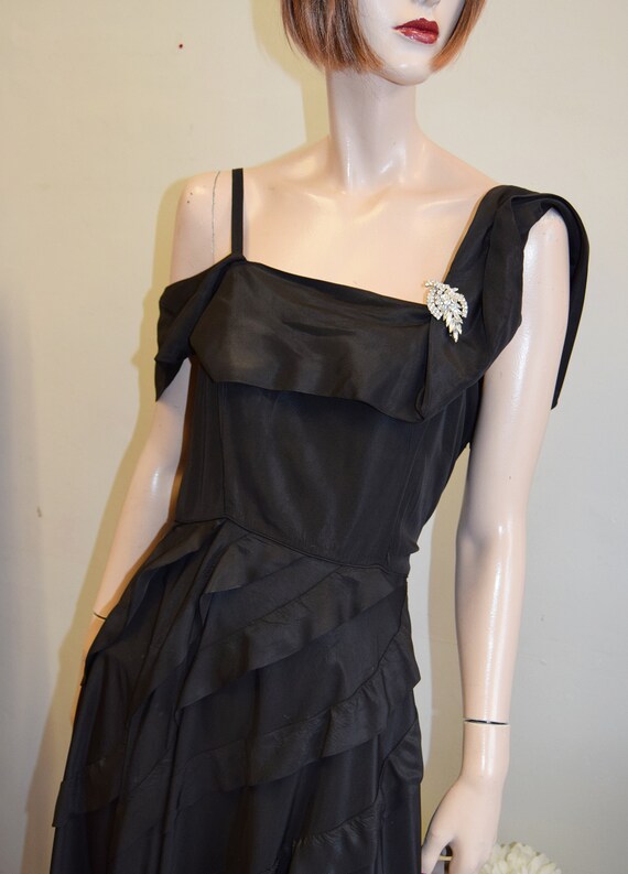1950s Black Tiered skirt Ball Gown