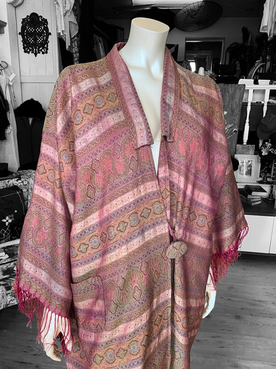 Antique Victorian Paisley Kashmir Jacquard Kimono 