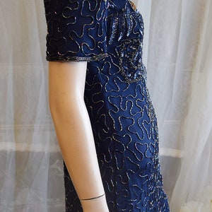 1980s Navy beaded dress 36 bust 28 waist image 5