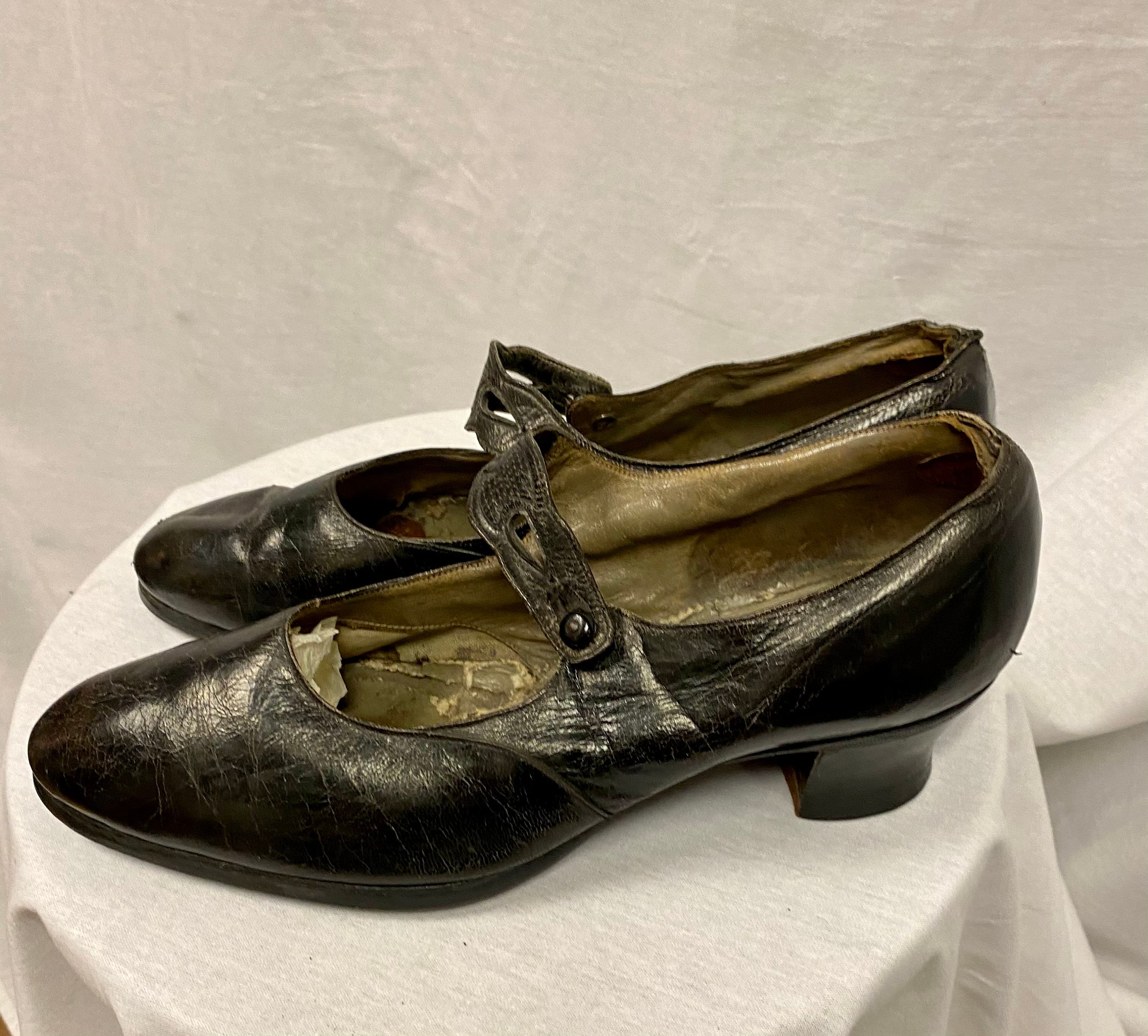 Edwardian Black Leather Mary Jane Shoes Size UK 4 Etsy UK