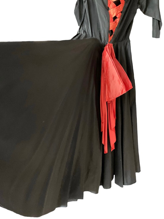 Jay Thorpe 1950s Black Silk Taffeta Cocktail Dres… - image 10