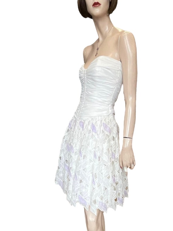 1980's Frank Usher Ivory White Strapless Dress, 32/34" bust 26"waist. 1980's Frank Usher Ivory White Strapless Dress, 32/34" bust 26"waist.