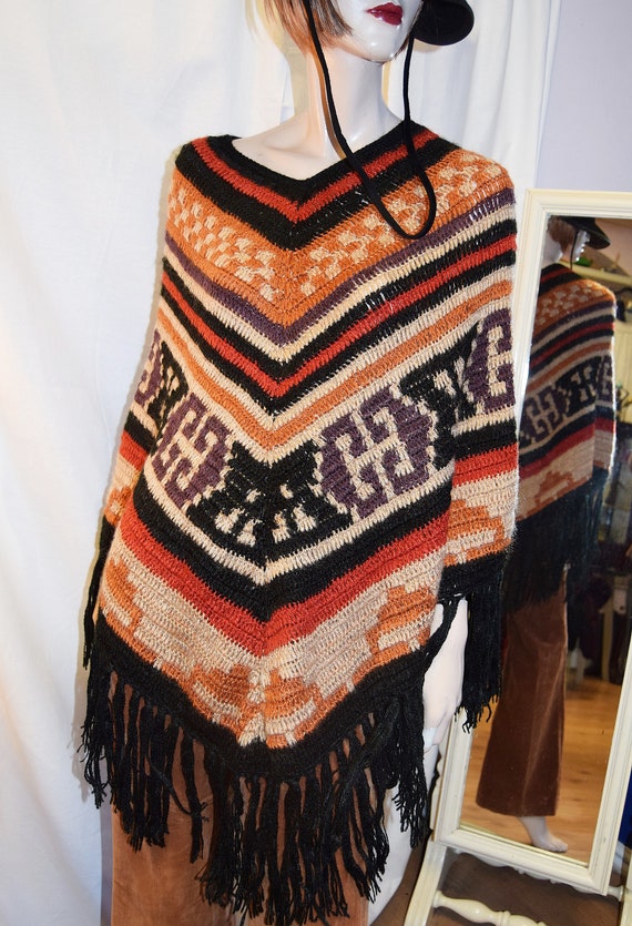 1970's Boho Knit Poncho