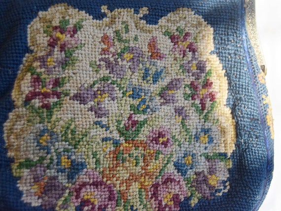 Sweet Edwardian Antique Needlepoint Evening Bag w… - image 8