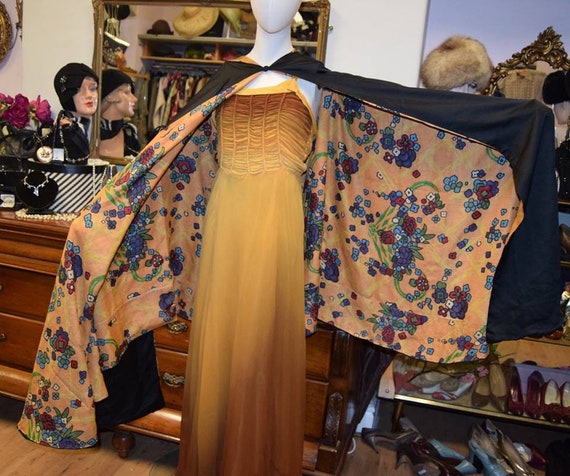 1910/20s Reversible Cape with Silk Floral lining