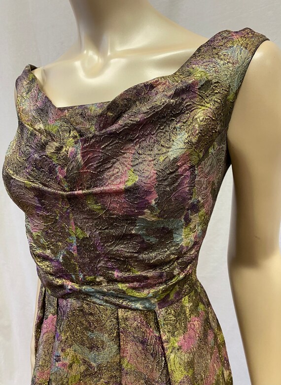 1960’s Floral Lame cocktail Dress 34” bust 24” wai