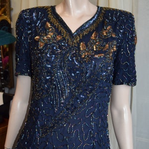 1980s Navy beaded dress 36 bust 28 waist image 9