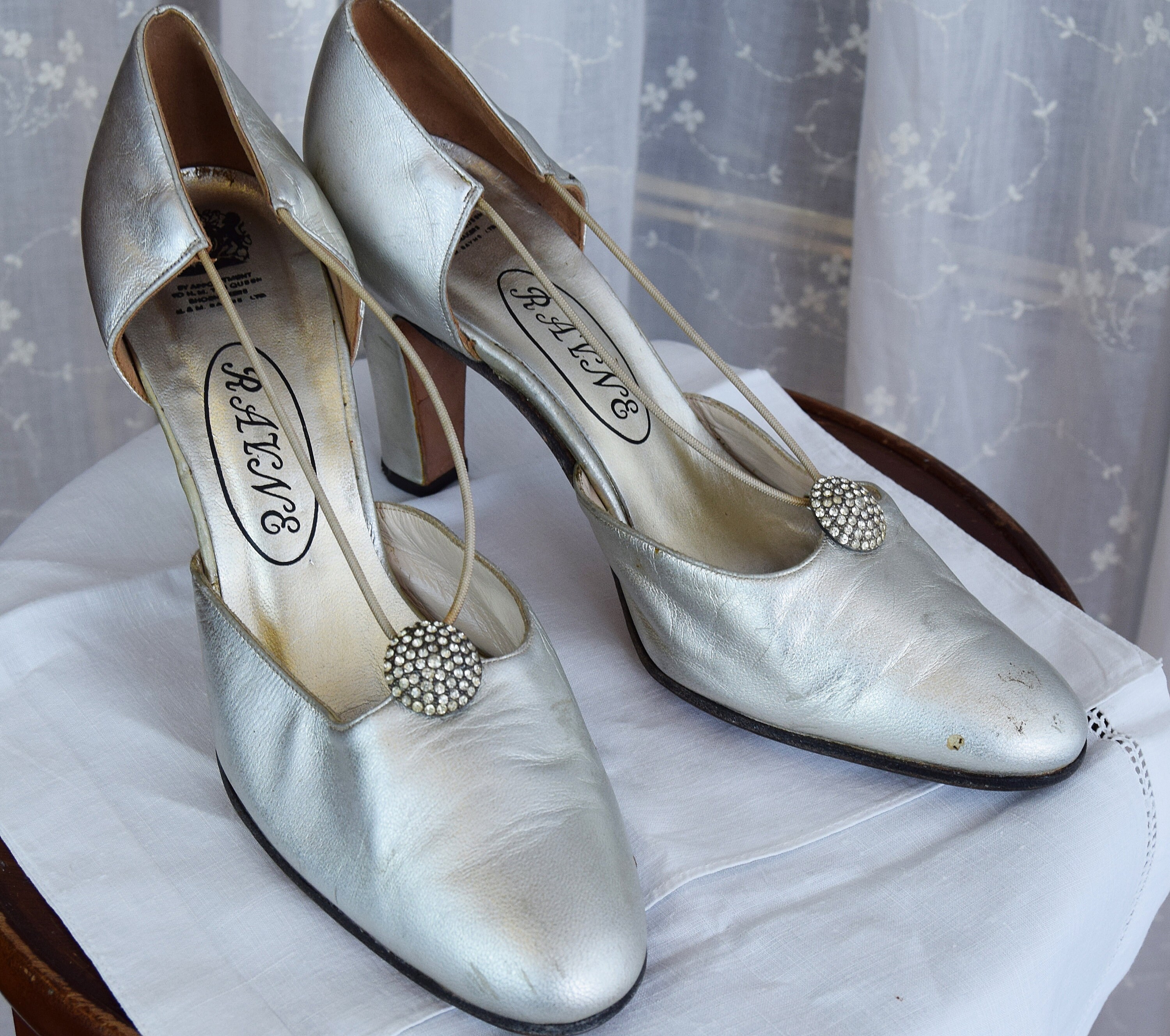 silver evening shoes