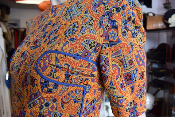 1960s Psychedelic Knit Dress 36" bust 34" waist