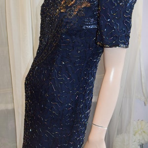 1980s Navy beaded dress 36 bust 28 waist image 3