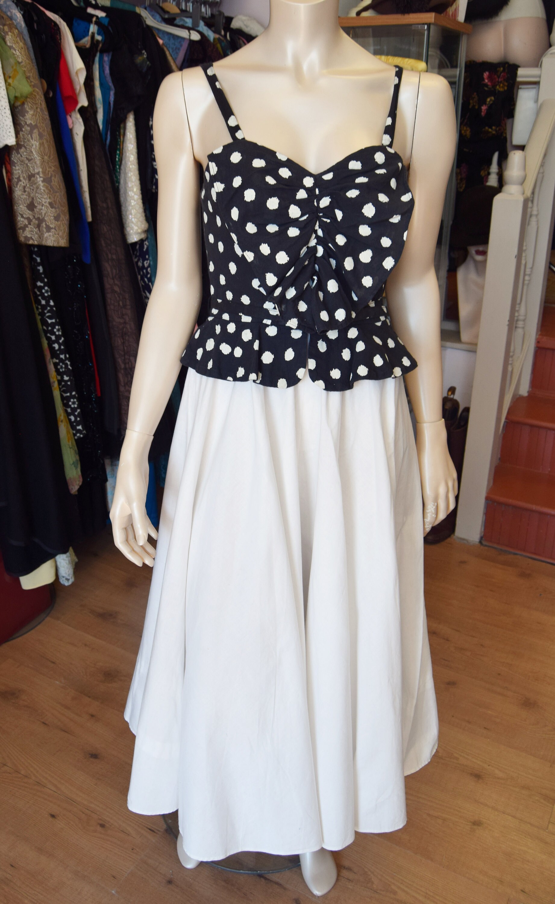 Image of S Cotton Peplum Dress " Bust " Waist, Anne Tyrell For John Marks