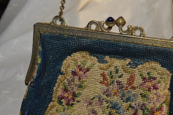 Sweet Edwardian Antique Needlepoint Evening Bag w… - image 7