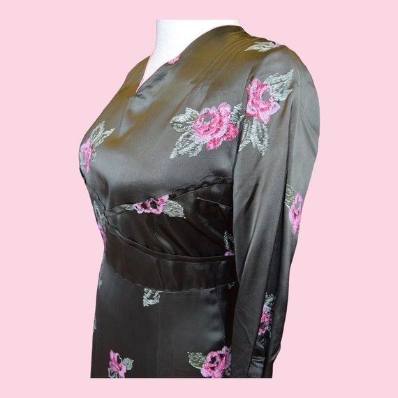 1950s Dark Olive Satin Dress & Jacket  42-44 bust… - image 4
