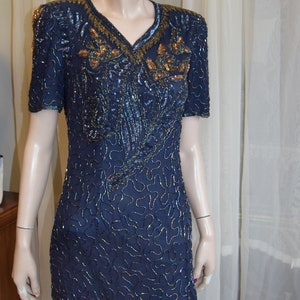 1980s Navy beaded dress 36 bust 28 waist image 8