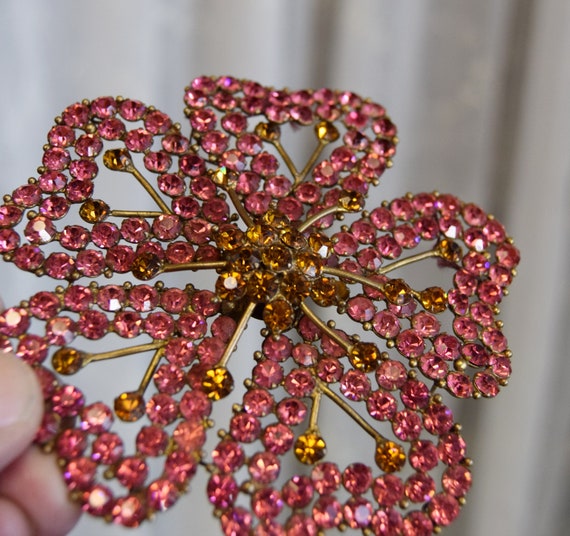 1920/30's Large Floral Rhinestone Dress Applique/