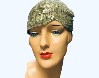 1920’s Flapper, Sequinned Skullcap .