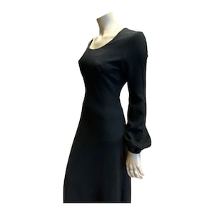 1970’s Janice Wainwright Black Moss Crepe Dress 34/36” bust 28” waist.