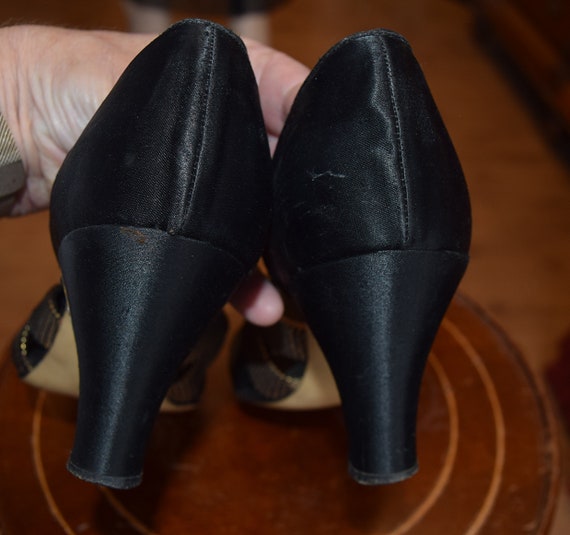 1930's Black Satin Evening Shoes With 