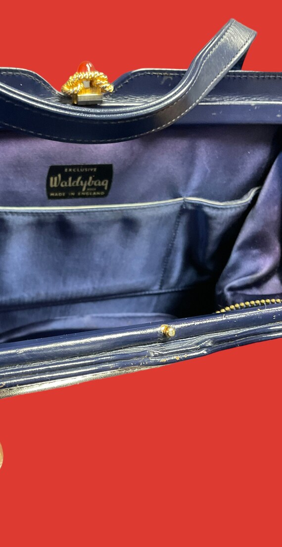 Waldybag  London, Rich blue leather handbag circa… - image 8