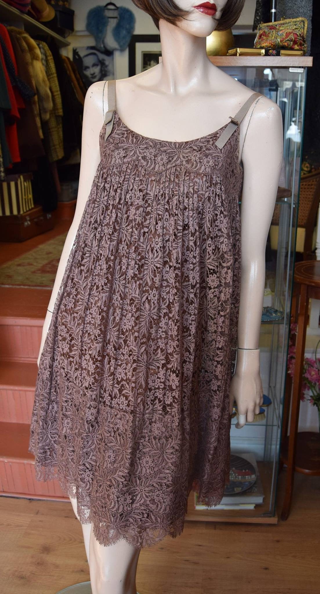 Image of Late 's Frank Usher Lace Dress