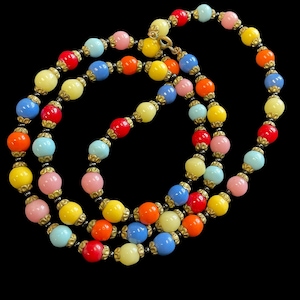 1930’s Srt Deco Harlequin Bead Necklace, Longer Length